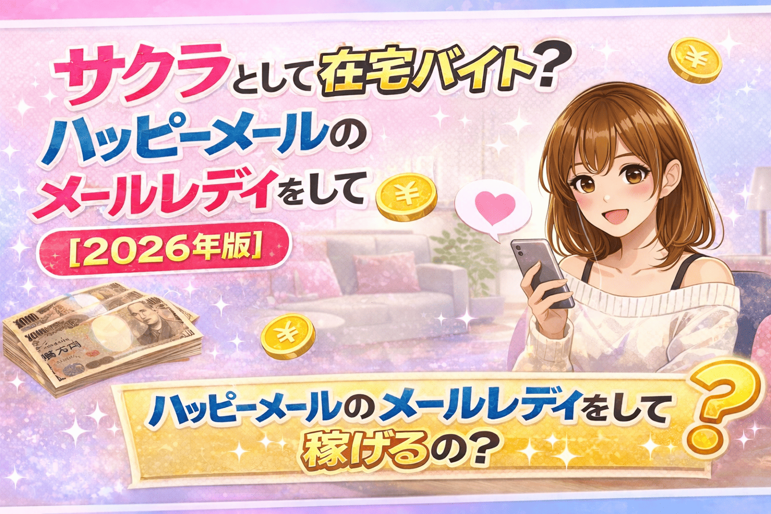 サクラとして在宅バイト?ハッピーメールのメールレディをして稼げるの?【2026年版】